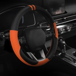Araç Içi Lüks Geçmeli Çift Yüzüklü Spor Direksiyon Kılıfı - Turuncu