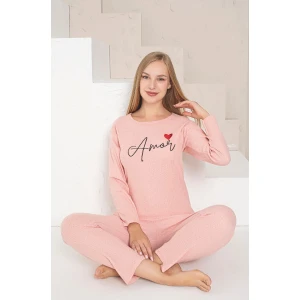 Kışlık Orta Kalınlıkta Nakışlı Pijama Takımı
