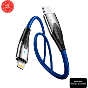 Usb-C To Lightning LED Hızlı Şarj Kablosu iphone Uyumlu 1m (Rosstech Türkiye Garantili)