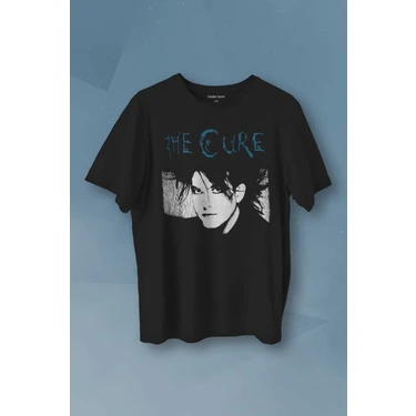 Kendim Sectim The Cure Robert Smith Vintage K sa Kollu Bask l Siyah T Shirt Ti ort