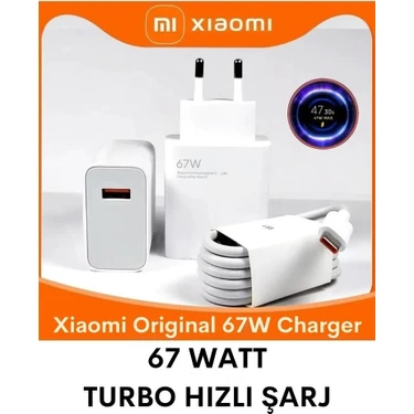 Xiaomi Orjinal 67W (Watt) Turbo + Hızlı Şarj Aleti Adaptörü + Kablo Seti