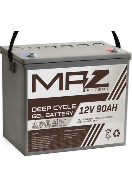 12 Volt 90 Amper (Ah) Deep Cycle Jel Akü (Yeni Üretim)