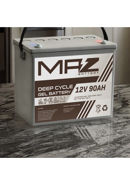 12 Volt 90 Amper (Ah) Deep Cycle Jel Akü (Yeni Üretim)