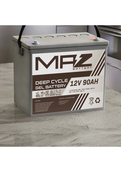 12 Volt 90 Amper (Ah) Deep Cycle Jel Akü (Yeni Üretim)