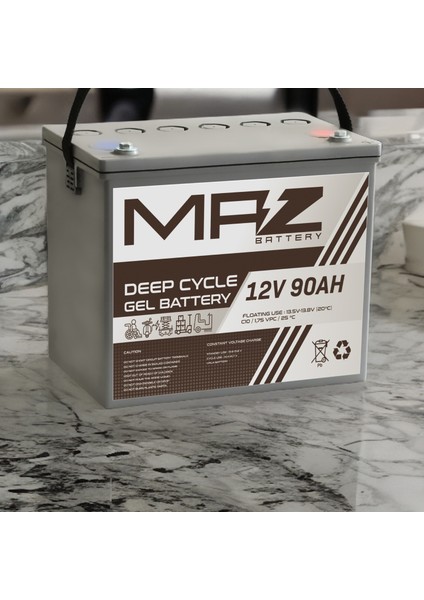 12 Volt 90 Amper (Ah) Deep Cycle Jel Akü (Yeni Üretim)