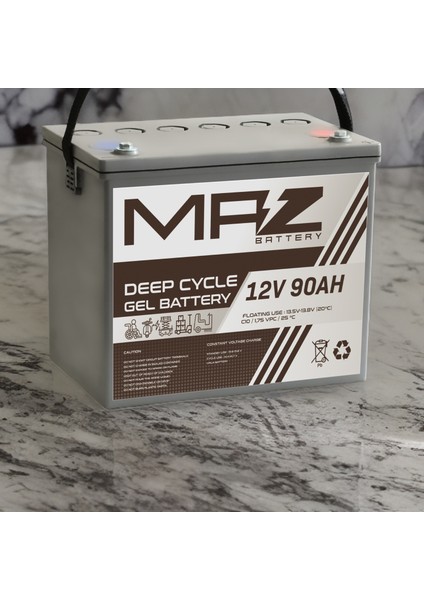 12 Volt 90 Amper (Ah) Deep Cycle Jel Akü (Yeni Üretim)