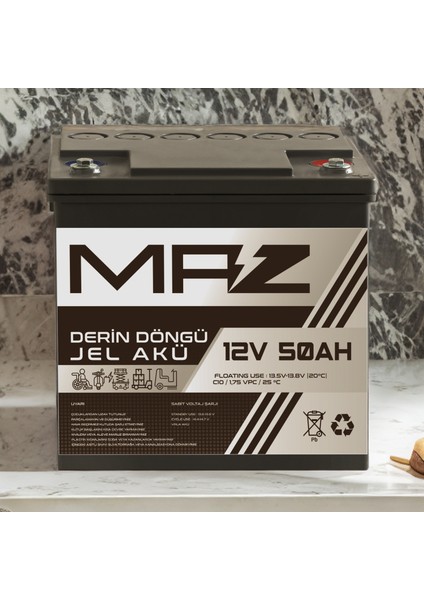 12 Volt 50 Amper (Ah) Derin Döngü Jel Akü Max Performans