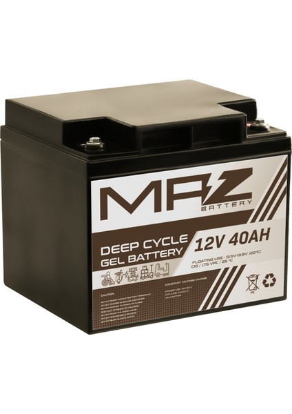 12 Volt 40 Amper (Ah) Deep Cycle Jel Akü (Yeni Üretim)