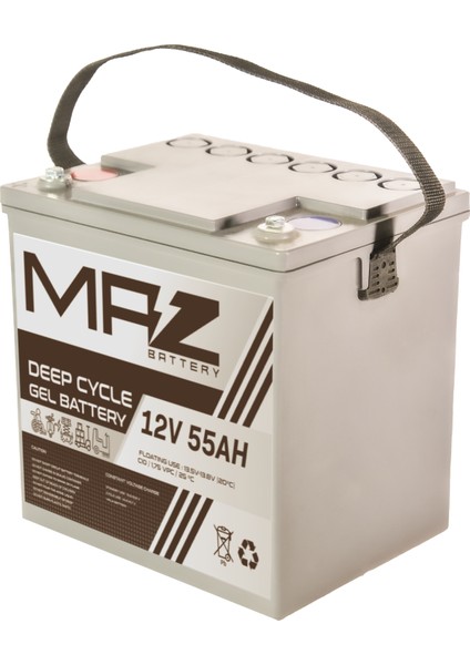 12 Volt 55 Amper (Ah) Deep Cycle Jel Akü (Yeni Üretim)