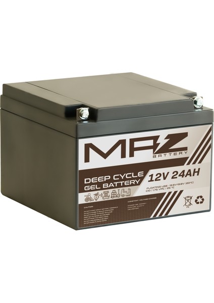 12 Volt 24 Amper (Ah) Deep Cycle Jel Akü (Yeni Üretim)