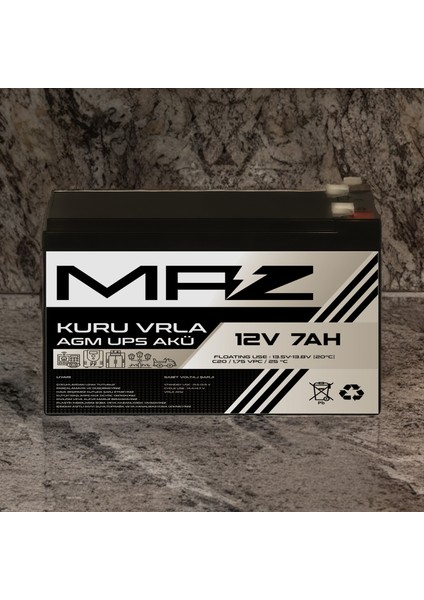 12 Volt 7 Amper Kuru Agm Vrla Güç Kaynağı Ups Akü fiyatları