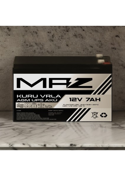 12 Volt 7 Amper Kuru Agm Vrla Güç Kaynağı Ups Akü modelleri