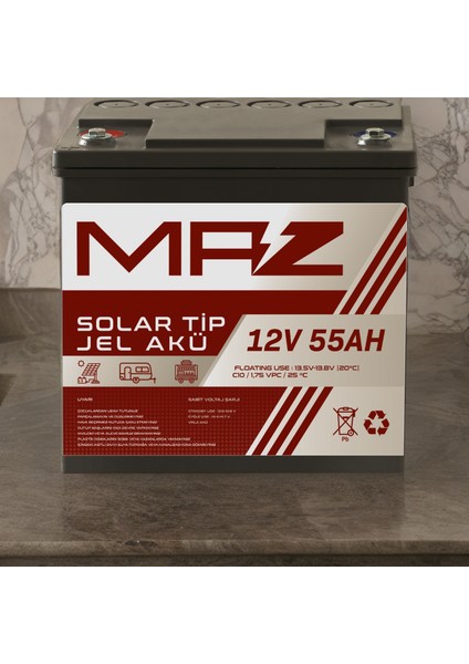 12 Volt 55 Amper (Ah) Solar Jel Akü (Güneş Paneli Akü) modelleri