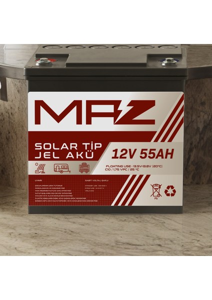 12 Volt 55 Amper (Ah) Solar Jel Akü (Güneş Paneli Akü) indirimleri