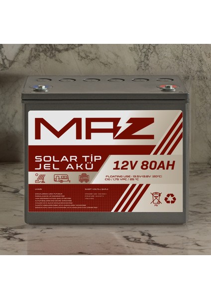 12 Volt 80 Amper (Ah) Solar Jel Akü (Güneş Paneli Akü) fiyatları