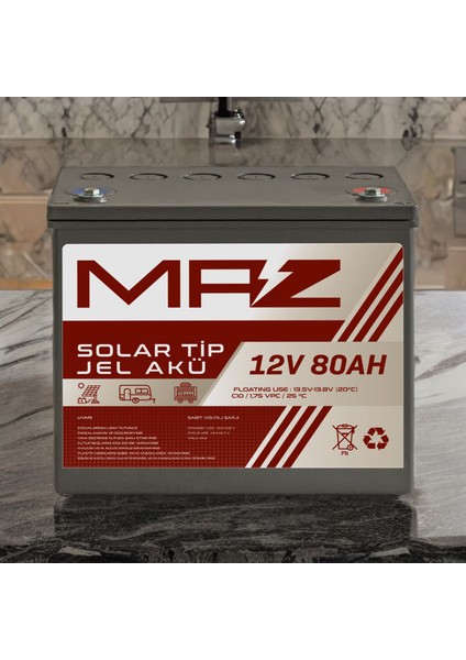 12 Volt 80 Amper (Ah) Solar Jel Akü (Güneş Paneli Akü) modelleri