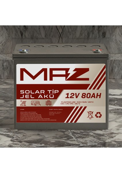 12 Volt 80 Amper (Ah) Solar Jel Akü (Güneş Paneli Akü) indirimleri