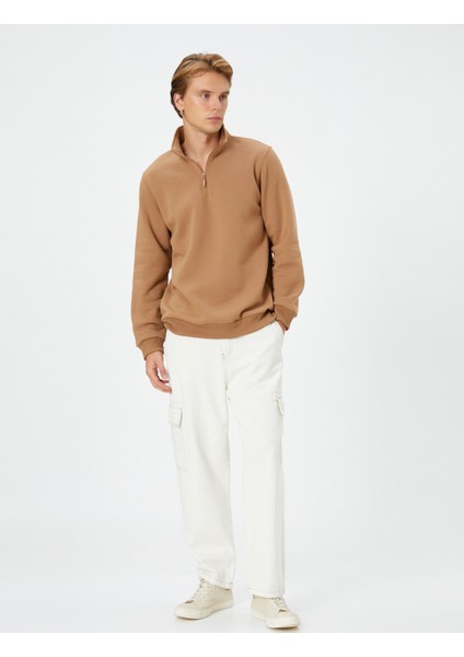 Yarım Fermuarlı Sweatshirt Dik Yaka Uzun Kollu fiyatları