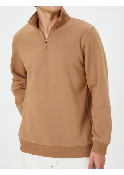 Yarım Fermuarlı Sweatshirt Dik Yaka Uzun Kollu indirimleri