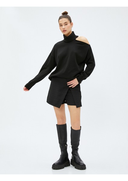 Boğazlı Kazak Pencere Detaylı Ribanalı Rahat Kesim fiyatları