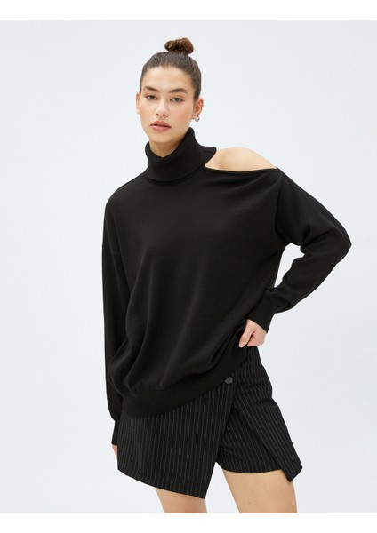 Boğazlı Kazak Pencere Detaylı Ribanalı Rahat Kesim modelleri