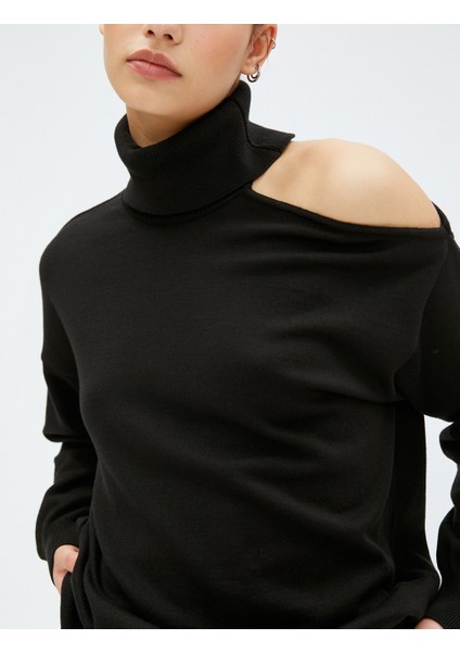 Boğazlı Kazak Pencere Detaylı Ribanalı Rahat Kesim indirimleri