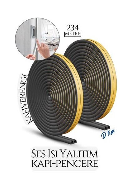 150+84 Metre D Tip Kapı Pencere Ses Isı Yalıtım Bandı Epdm Kauçuk 718912