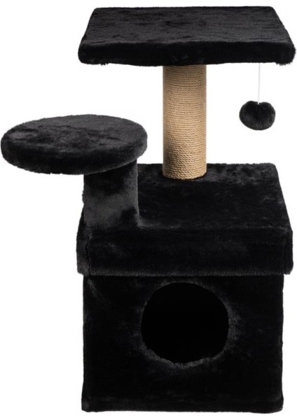 65X51X72 cm Kedi Oyun Evi ve Tırmalama Platformu Siyah