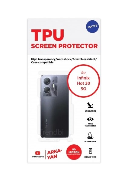 Infinix Hot 30 5g Mat Arka ve Yan Koruyucu Tpu  Film