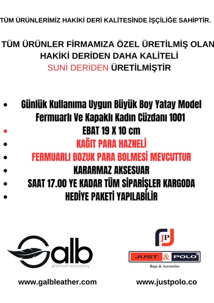 Günlük Kullanıma Uygun Büyük Boy Yatay Model Fermuarlı ve Kapaklı Kadın Cüzdanı 01 Kahve Taba indirimleri
