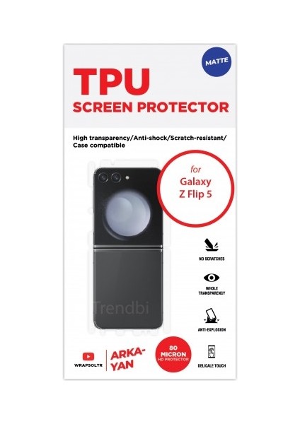 Galaxy Z Flip 5 Mat Arka Yan Koruyucu Tpu  Film