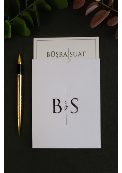 Beyaz Dikdörtgen Düğün Davetiyesi - Altın Yaldız - 2025 Yeni Model Düğün-Nişan-Kına-Nikah-Sünnet DAVETIYE-B575