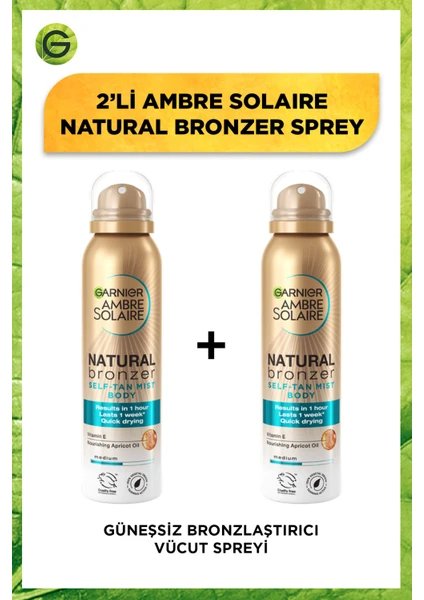 Garnier Ambre Solaire 2'li Natural Bronzer Güneşsiz Bronzlaştırıcı Sprey 150ML Seti