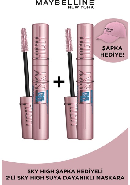 Maybelline New York 2'li Lash Sensational Sky High Waterproof Maskara Seti - Sky High Şapka Hediyeli