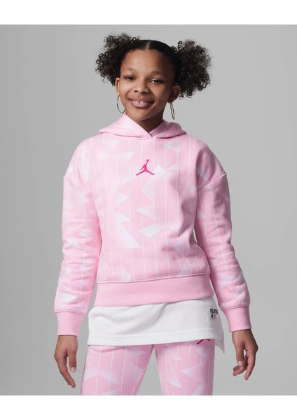 Nıke Jordan Essentıals Aop Pullover Ho Kız Çocuk Kapüşonlu Sweatshırt