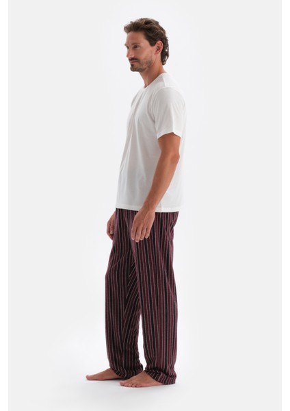 Bordo Çizgi Jakarlı Örme Tek Alt modelleri