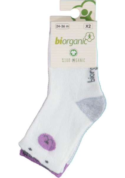 Bibaby Biorganic Cute Bear 2'li Çorap 68378 Lila