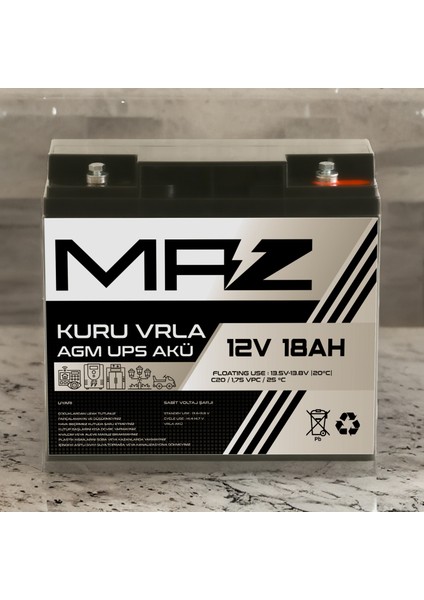 12 Volt 18 Amper Kuru Agm Vrla Güç Kaynağı Ups Akü modelleri