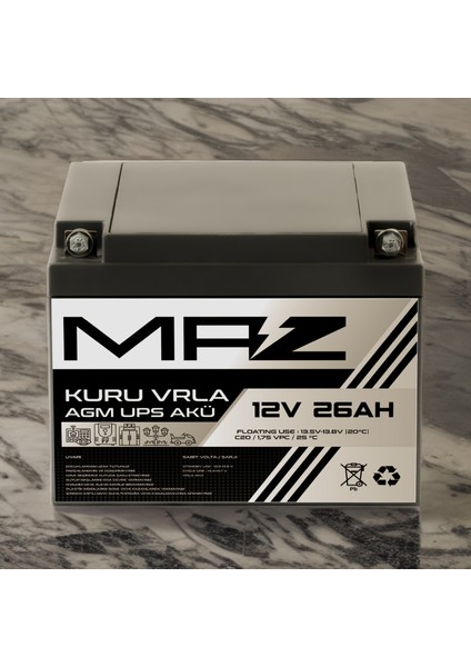 12 Volt 26 Amper Kuru Agm Vrla Güç Kaynağı Ups Akü fiyatları