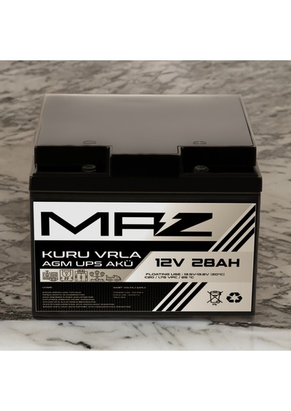 12 Volt 28 Amper Kuru Agm Vrla Güç Kaynağı Ups Akü