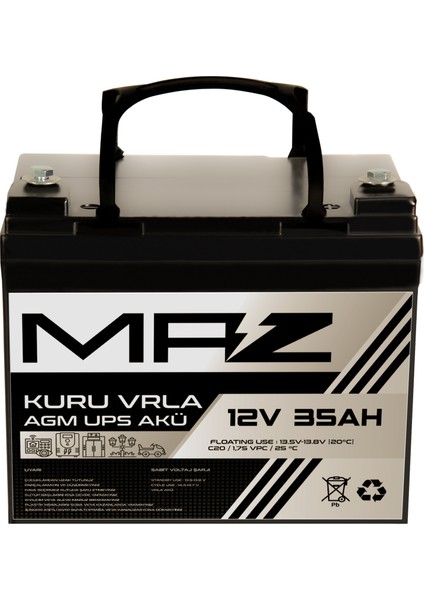 12 Volt 35 Amper Kuru Agm Vrla Güç Kaynağı Ups Akü