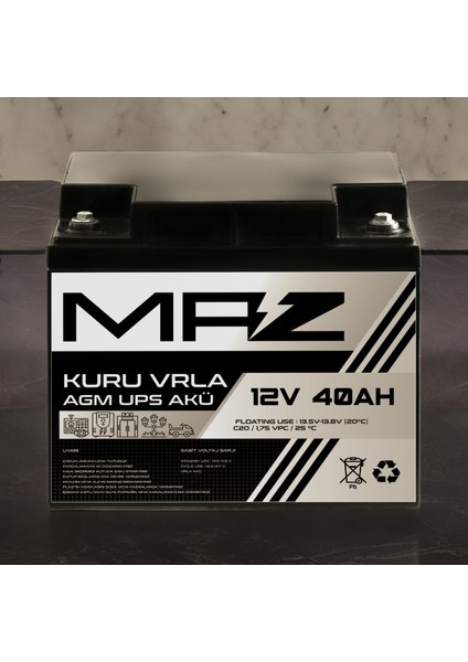 12 Volt 40 Amper Kuru Agm Vrla Güç Kaynağı Ups Akü fiyatları