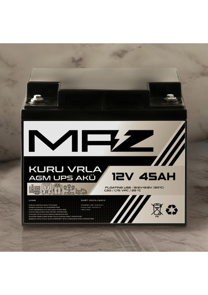 12 Volt 45 Amper Kuru Agm Vrla Güç Kaynağı Ups Akü fiyatları