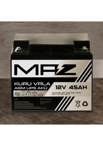 12 Volt 45 Amper Kuru Agm Vrla Güç Kaynağı Ups Akü modelleri