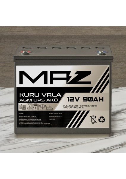 12 Volt 90 Amper Kuru Agm Vrla Güç Kaynağı Ups Akü