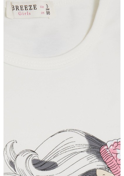 Kız Çocuk Uzun Kollu Tişört Pullu Kalp Baskılı 2-6 Yaş, Ekru modelleri