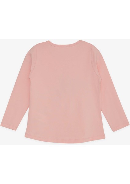 Kız Çocuk Uzun Kollu Tişört Pullu Kalp Baskılı 2-6 Yaş, Somon fiyatları