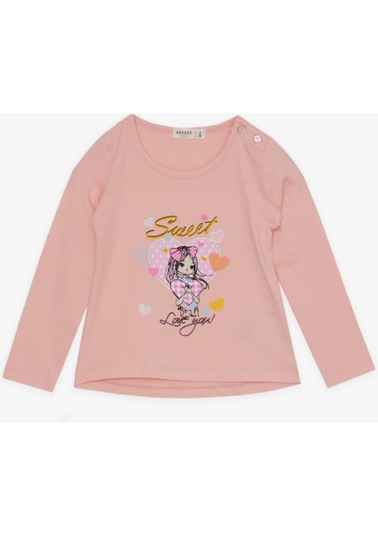 Kız Çocuk Taytlı Takım Sevimli Kız Baskılı Kalpli 2-6 Yaş, Pembe modelleri