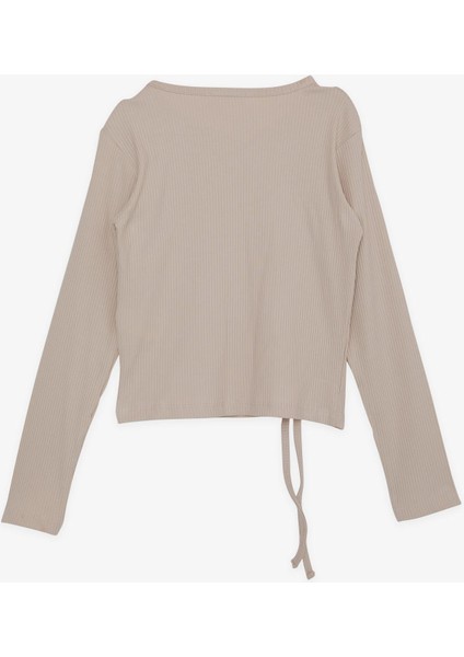 Kız Çocuk Uzun Kollu Tişört Büzgülü 8-14 Yaş, Bej fiyatları