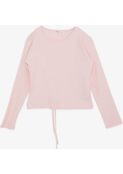 Kız Çocuk Uzun Kollu Tişört Büzgülü 8-14 Yaş, Pembe